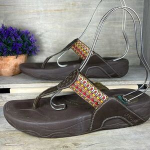 Skechers Tone Ups Boho Faux Leather Flip Flops Sandals Shoes